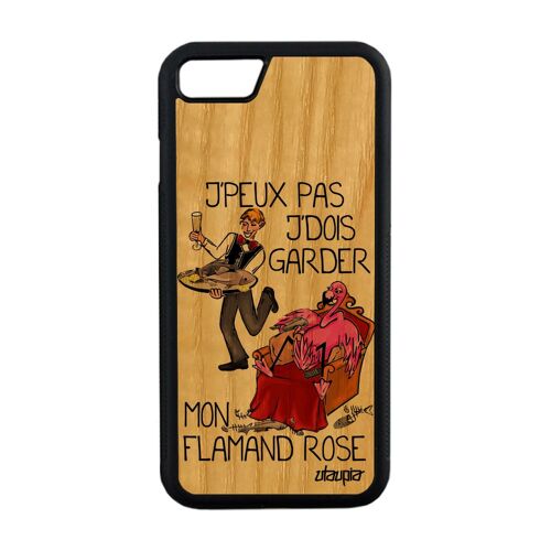 Coque Bois J'peux Pas J'dois Garder Mon Flamand Rose Pour Iphone 7 Silicone 4g Drole Dessin Jpeux Comique Rouge De Protection