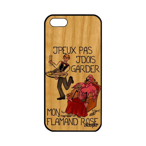 Coque Silicone J'peux Pas J'dois Garder Mon Flamand Rose Apple Iphone 5 5s Se Bois Smartphone Cartoon Humour Rouge Je Design Comique