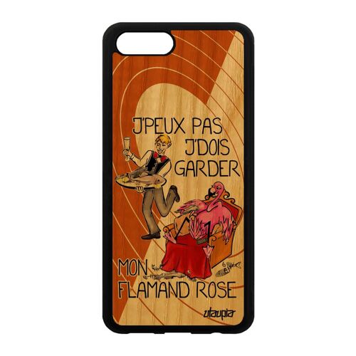 Coque Bois Pour Honor V10/View 10 Silicone J'peux Pas J'dois Garder Mon Flamand Rose Oiseau Humoristique Case Animaux Jpeux Noir Je