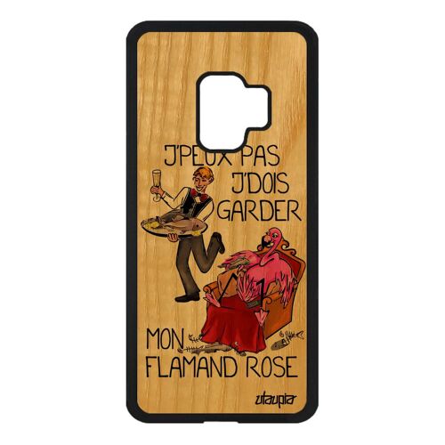 Coque J'peux Pas J'dois Garder Mon Flamand Rose Pour Galaxy S9 En Bois Silicone Rouge Jpeux Bande Dessinée Drole Humour Case Samsung