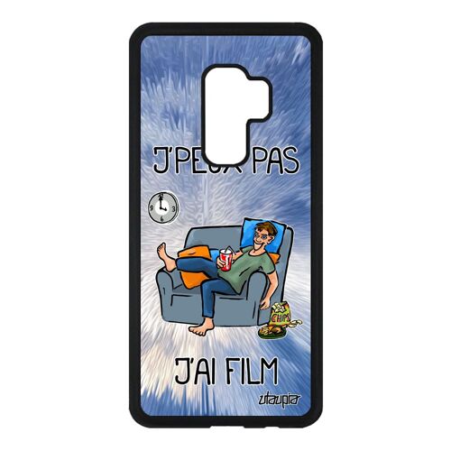 Coque pour Samsung S9 Plus silicone j'peux pas j'ai film S9+ comique 7e art telephone texte manga cinema drole bleu je humour galaxy