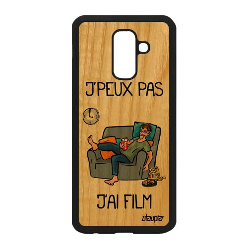 Coque Silicone De Protection Pour Samsung Galaxy A6 Plus 2018 En Bois J'peux Pas J'ai Film Humoristique Cinema Bande Dessinée Noir