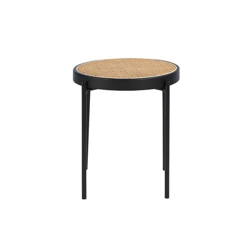 Table D'angle Ronde En Rotin Et Acier