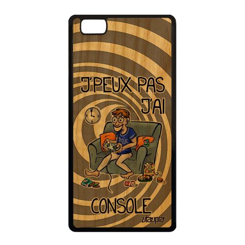 Coque P8 Lite 2015 Vrai Bois Silicone J'peux Pas J'ai Console Housse Etui Jpeux Gris Gamer Design Drole Jeux Video Je Gel Bd Huawei