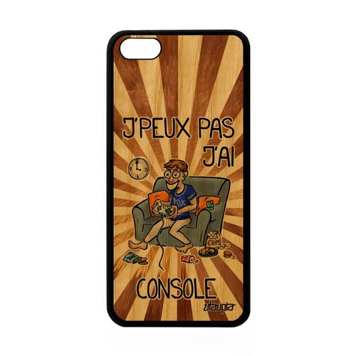 Coque Bois Silicone Pour Apple Iphone 5c J'peux Pas J'ai Console Design Jpeux Humour Geek 4g Telephone Marron Comique Drole Etui Tpu
