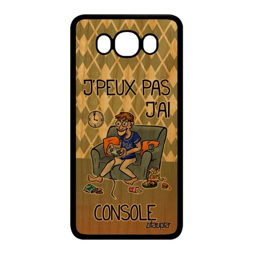 Coque silicone Samsung J7 2016 en bois j'peux pas j'ai console texte play antichoc jpeux humour humoristique mobile geek vert galaxy