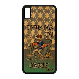 Coque Silicone Iphone Xs Max En Bois Veritable J'peux Pas J'ai Console Bleu Comique Bande Dessinée Caoutchouc Jpeux Drole Geek