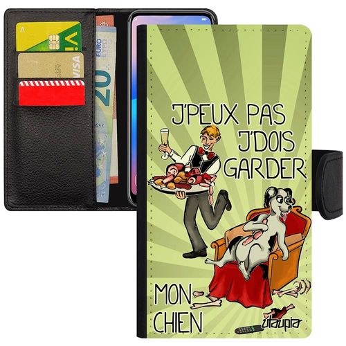 Coque Pour Iphone 12 Mini Rabat Porte Cartes J'peux Pas J'dois Garder Mon Chien Aimantée Je Bd Texte Vert Animal Jpeux Etui En