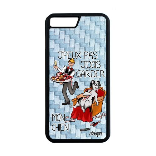 Coque Iphone 8 Plus Silicone J'peux Pas J'dois Garder Mon Chien Comique Case Chiot Bleu Animaux Metal 4g Housse Telephone Bd