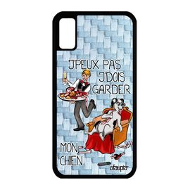 Coque J'peux Pas J'dois Garder Mon Chien Iphone Xs Silicone Mobile Animaux Cartoon Humour Drole Je Bleu Jpeux Texte Etui Alu