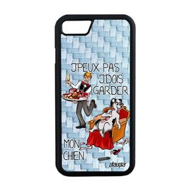 Coque Silicone Iphone 8 J'peux Pas J'dois Garder Mon Chien Housse Comique Animaux Dessin Bleu Rigide Jpeux Drole Bd Je Cartoon