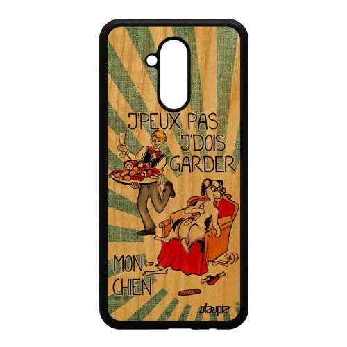 Coque Bois Huawei Mate 20 Lite Silicone J'peux Pas J'dois Garder Mon Chien Texte Bleu Noir Jpeux Je Personnalisé Comique Animal Bd