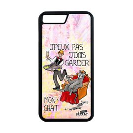 Coque Pour Iphone 8 Plus Silicone Humour J'peux Pas J'dois Garder Mon Chat Chaton Smartphone 128 Go Comique Violet Animaux Je
