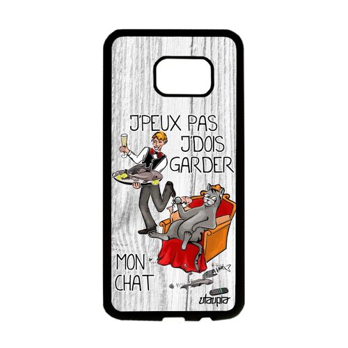 Coque Silicone J'peux Pas J'dois Garder Mon Chat S7 Edge Noir Chaton Bande Dessinée Je Motif Texte Cartoon Jpeux Gris Samsung Galaxy
