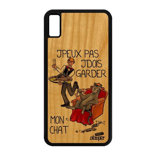 Coque De Protection Pour Iphone Xs Max Bois Naturel Silicone J'peux Pas J'dois Garder Mon Chat Jpeux Cover Rouge Comique Drole