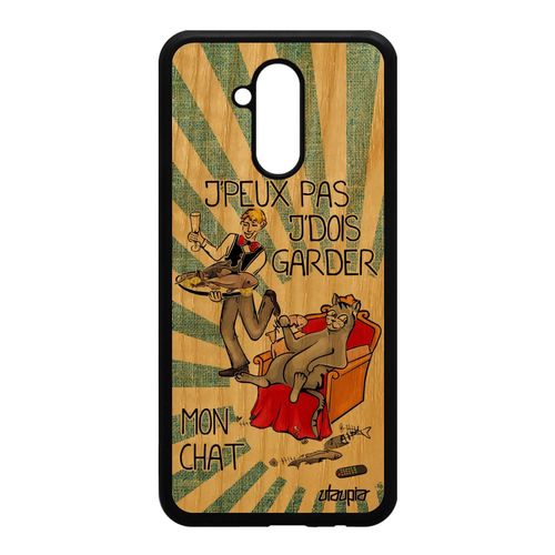 Coque Pour Huawei Mate 20 Lite En Bois Silicone J'peux Pas J'dois Garder Mon Chat Humour Drole Bleu De Protection Personnalisé Cover