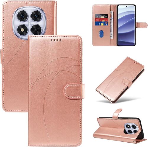 acdsgd-Coque pour Xiaomi Redmi Note 14 Pro 5G (Pas pour 4G) / Poco X7 5G / Note 14 Pro + 5G, Housse PU Cuir à Rabat Flip, Étui Support et Portefeuille Fonction (Or Rose)