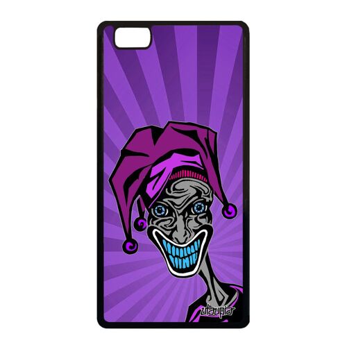 Coque silicone Joker pour P8 Lite 2015 noir 4G clown bande dessinée comics super heros horreur motif metal violet design de Huawei