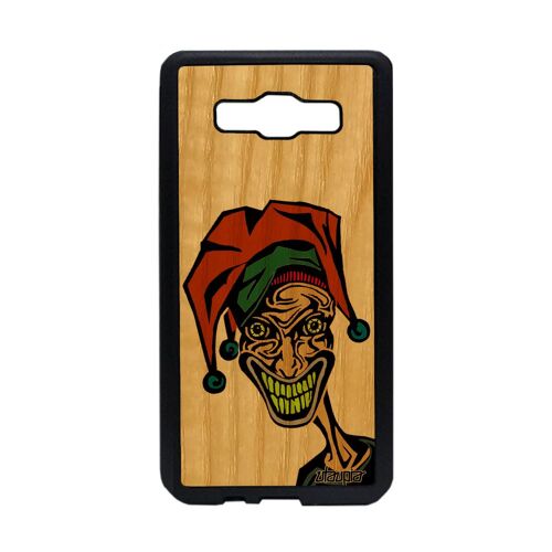 Coque Joker de protection A5 2015 en bois et silicone comics horreur telephone antichoc motif smile dessin orange bd Samsung galaxy