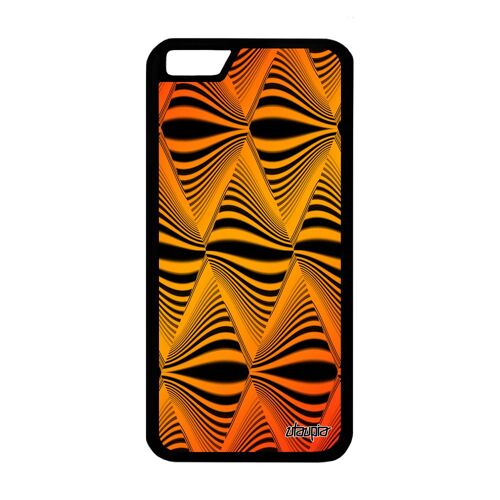 Coque silicone iPhone 6 6S illusion d'optique etui 64 Go vague 4G triangle magie losange orange moderne graphique dessin effet