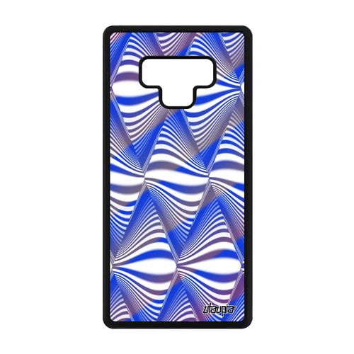 Coque Illusion D'optique Samsung Galaxy Note 9 Silicone Housse Dessin Case Effet Triangle Vague Sm-N960f Rigide Bleu Bicolore Mirage