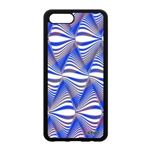 Coque Silicone Illusion D'optique Honor V10/View 10 Graphique Vague Bleu Noir Dessin De Protection Alu Design Effet Personnalisé Gel