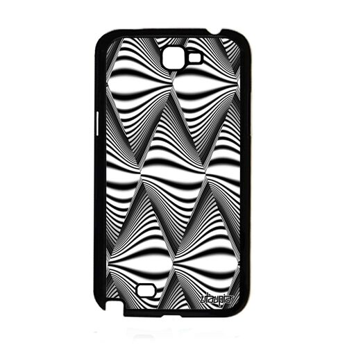 Coque Note 2 silicone illusion d'optique art visuel bicolore magie noir et blanc mobile original effet triangle vague Samsung galaxy