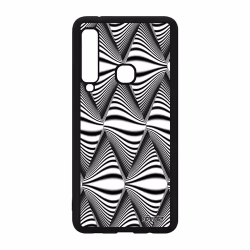 Coque Silicone Galaxy A9 2018 Illusion D'optique Noir Effet Losange Art Visuel Triangle Vague Noir Et Blanc Portable De Samsung