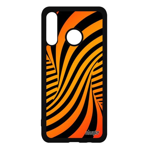 Coque P30 Lite Silicone Illusion D'optique Tourbillon Magie Noir Graphique Orange Portable Telephone Effet Unique Moderne 3d Huawei