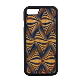 Coque Iphone 8 En Bois Silicone Illusion D'optique Tpu Portable Vague Losange Bumper Mobile Art Visuel Design Effet Magie Bleu