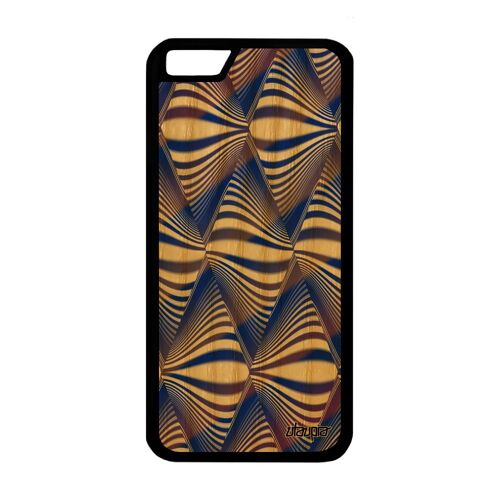 Coque iPhone 6 6S bois silicone illusion d'optique magie noir bicolore bumper rigide losange art visuel vague triangle effet