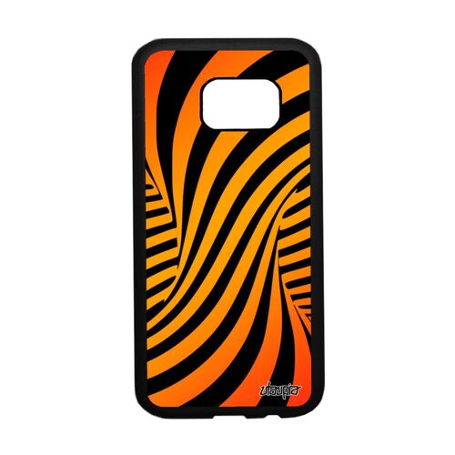 Coque de protection pour Samsung S7 en silicone illusion d'optique orange graphique tourbillon moderne magie portable alu 3d galaxy