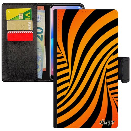 Coque Apple Iphone 5 5s Se Cuir Portefeuille Illusion D'optique Moderne Flip Case Magie Orange Effet Etui 3d Graphique Tourbillon De