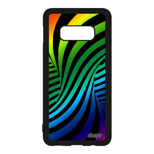 Coque Silicone Pour Galaxy S10e Illusion D'optique Noir Vert Tourbillon Art Visuel Multicolore Gay Pride 3d Portable De Samsung