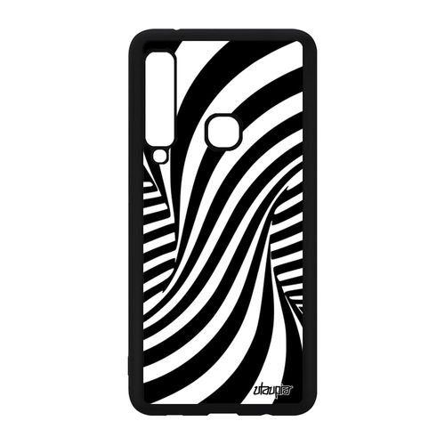 Coque Silicone Pour Galaxy A9 2018 Illusion D'optique 3d Tpu Personnalisé Bicolore Tourbillon Noir Noir Et Blanc Portable De Samsung