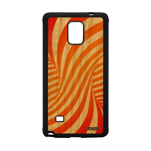 Coque Bois Pour Samsung Note 4 Silicone Illusion D'optique Graphique Housse Case Orange Rigide Motif Tornade Effet 3d Magie Galaxy