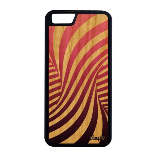 Coque Iphone 6 6s Plus En Bois Silicone Illusion D'optique Art Visuel Iphone 6+ Rose Graphique Tourbillon Dégradé Noir Naturel