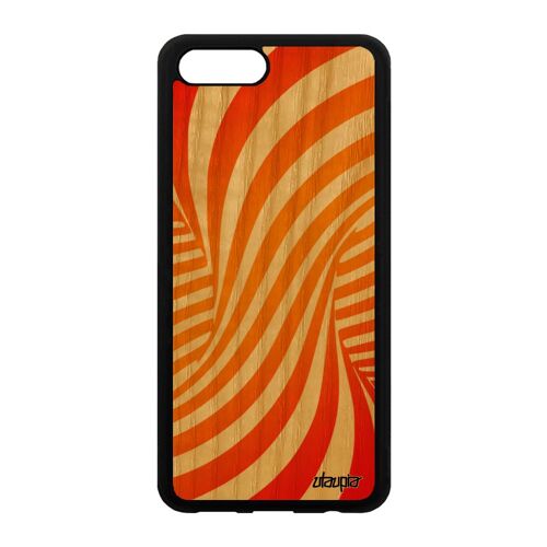 Coque silicone Honor View 10/V10 bois illusion d'optique effet moderne orange portable cover personnalisé de protection TPU tornade