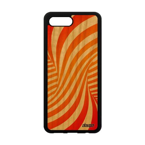 Coque Honor 10 Bois Silicone Illusion D'optique Moderne Orange Graphique Effet Magie Portable Tornade Mobile 3d Etui Design De