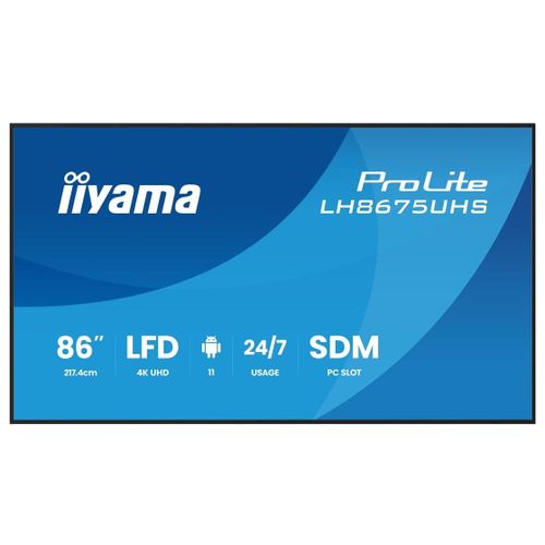 iiyama ProLite LH8675UHS-B2AG - 86" écran LCD rétro-éclairé par LED - signalisation numérique - avec lecteur multimédia intégré, SDM Slot PC - 4K UHD...