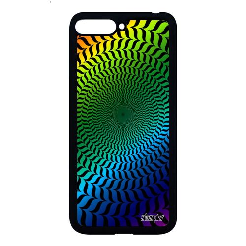 Coque Y6 2018 silicone illusion d'optique smartphone rond cercle vert gay pride arc en ciel antichoc spirale effet mirage Huawei