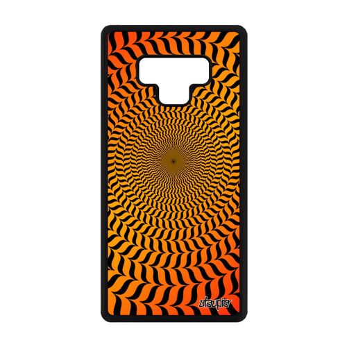 Coque Samsung Galaxy Note 9 silicone illusion d'optique rond rigide orange moderne magie antichoc effet spirale cercle portable