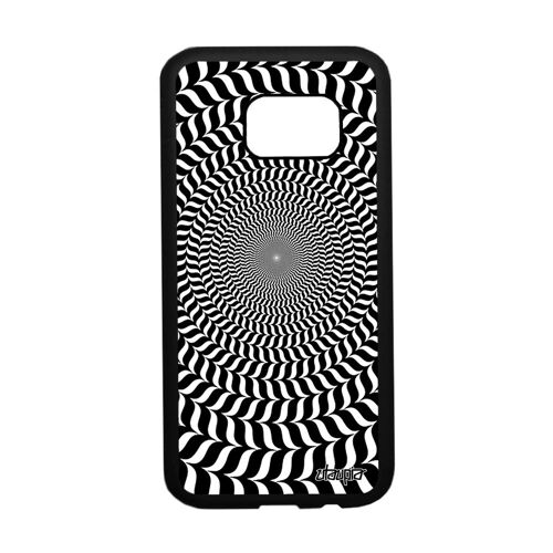 Coque S7 silicone illusion d'optique spirale rond cercle bicolore housse effet magie etui original art visuel noir de Samsung galaxy