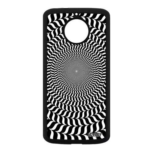 Coque Pour Motorola Moto E4 Plus Silicone Illusion D'optique Bicolore Rond Personnalisé Spirale Portable Cercle Noir Et Blanc Effet