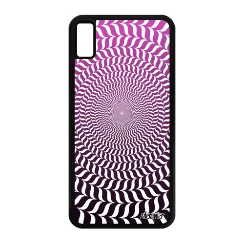 Coque Silicone Iphone Xs Max Illusion D'optique Cercle Magique 4g Rose Telephone Graphique Dégradé Rond Portable Spirale Case