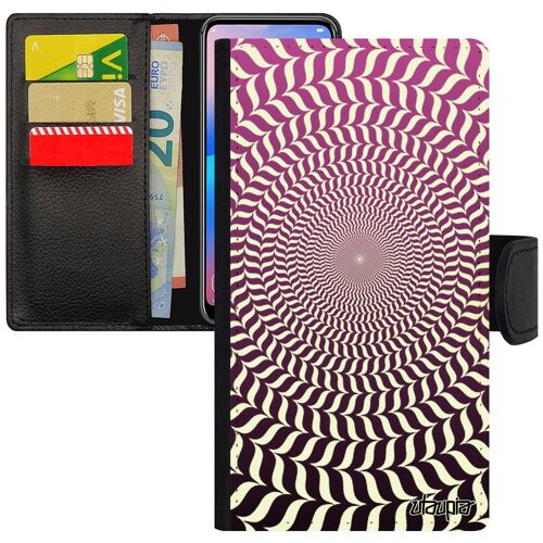 Coque Illusion D'optique Samsung Galaxy A5 2016 Rabat Portefeuille Magique Rose Graphique Telephone Cercle Cover Spirale Noir Effet