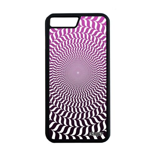 Coque Pour Iphone 7 Plus Silicone Illusion D'optique Etui Rond Noir Dégradé Rigide Effet Graphique Magique Cercle Spirale Rose