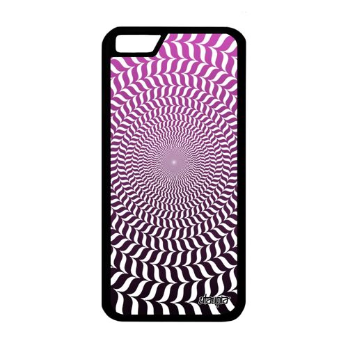 Coque Pour Iphone 6 6s Silicone Illusion D'optique 4g Portable Noir Motif Rond Spirale Telephone Rose Cercle Dégradé Alu Effet