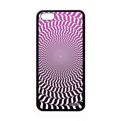 Coque illusion d'optique iPhone 5C silicone alu personnalisé graphique case dégradé rose magique cercle rond 16 Go telephone Apple