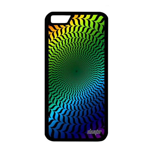 Coque Iphone 6 6s Silicone Illusion D'optique Cercle Vert Rond Art Visuel Multicolore Noir Mirage Arc En Ciel Spirale Etui De